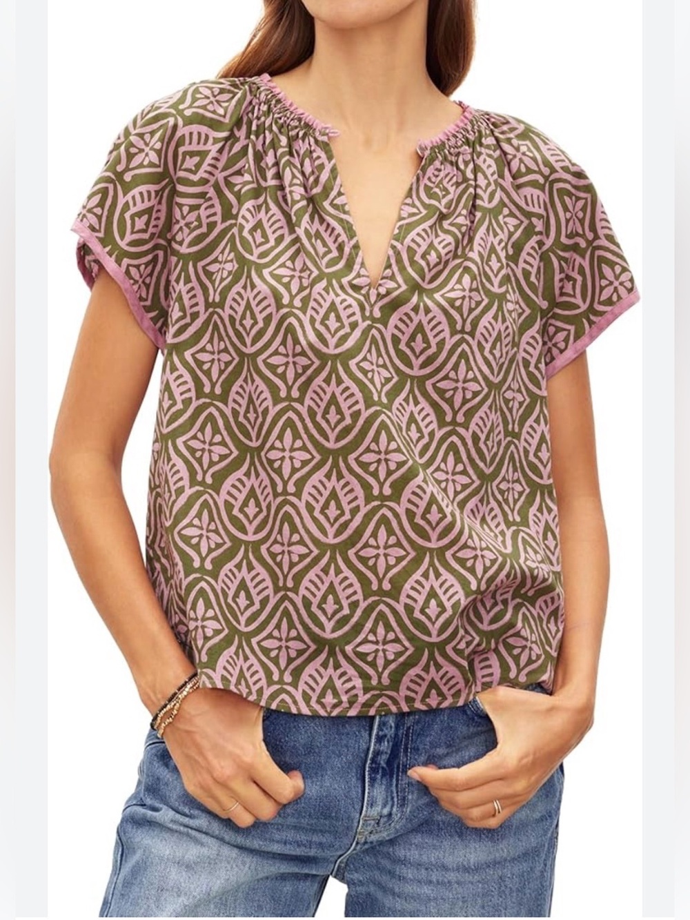 Velvet by Graham & Spencer Ida Rose Top blouse size medium